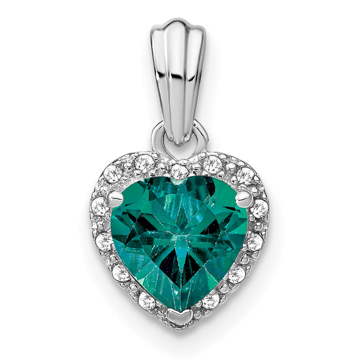 Sterling Silver Heart Pendant with Lab Created Alexandrite and Diamond Accents