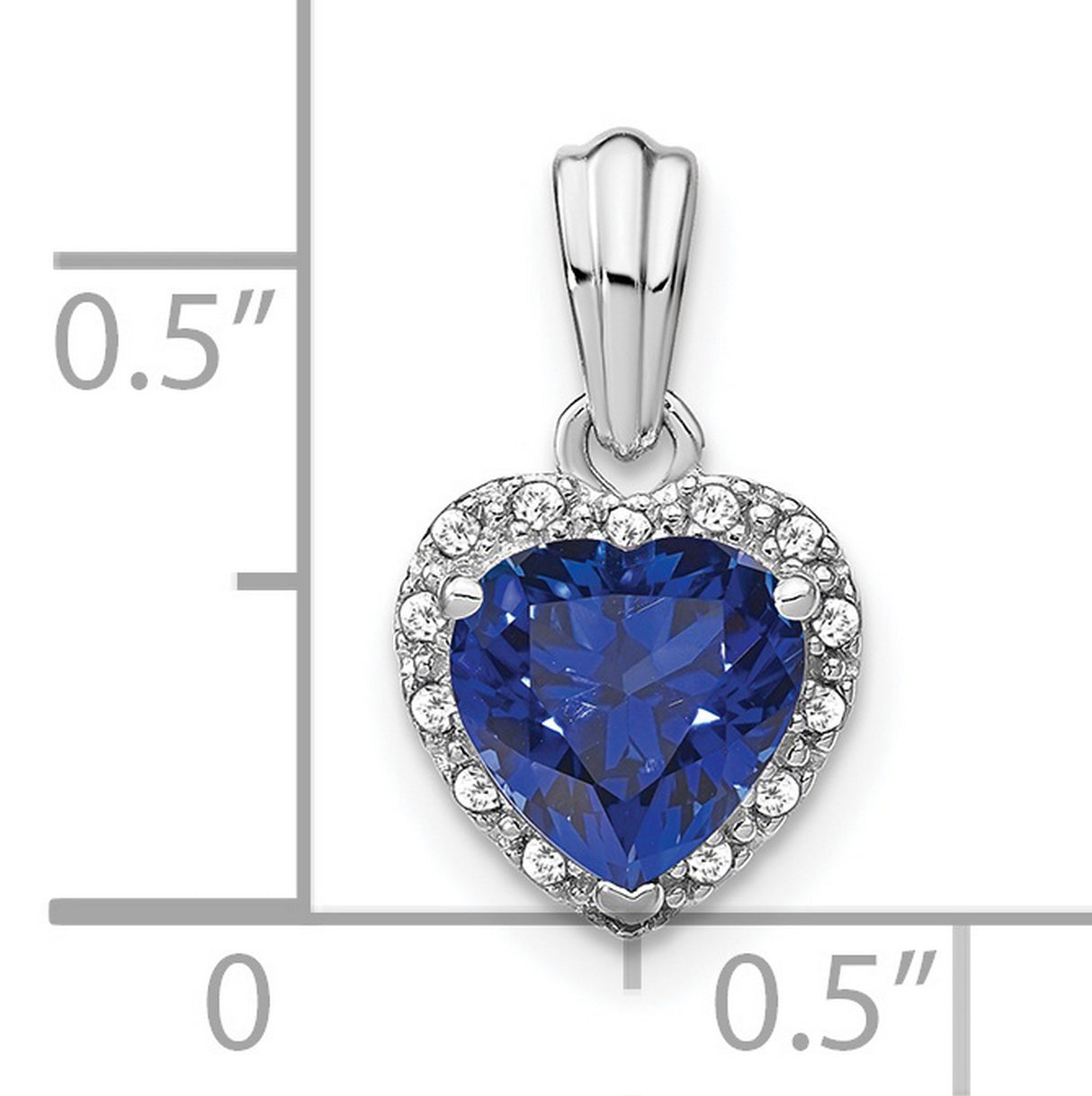 Sterling Silver Heart Pendant with Lab Created Sapphire and Diamond Accents, Romantic Jewelry for Women