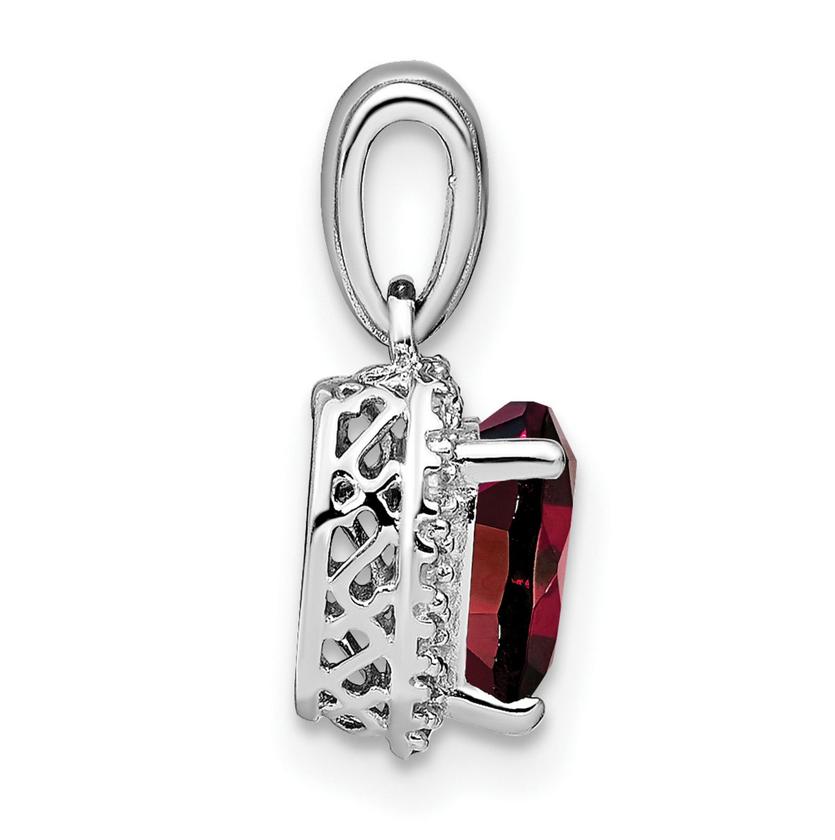 Sterling Silver Heart Pendant with Garnet and Diamond Accents, Romantic Jewelry for Women