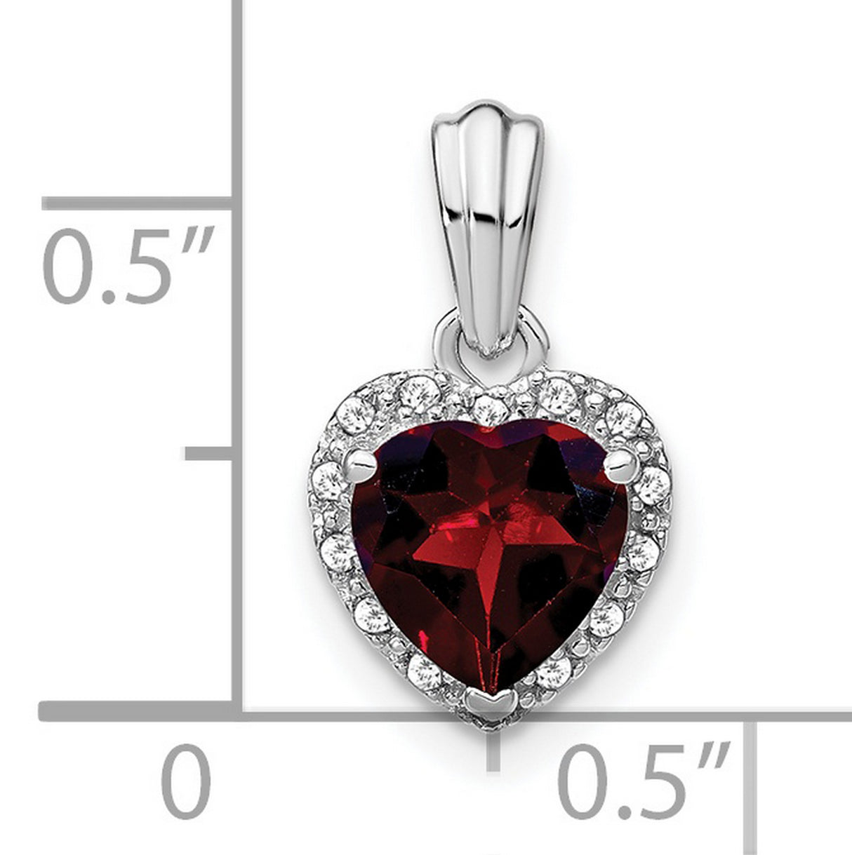 Sterling Silver Heart Pendant with Garnet and Diamond Accents, Romantic Jewelry for Women