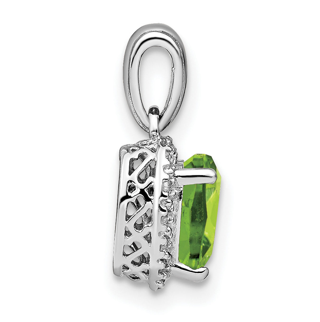 Sterling Silver Heart Pendant with Peridot and Diamond Accents