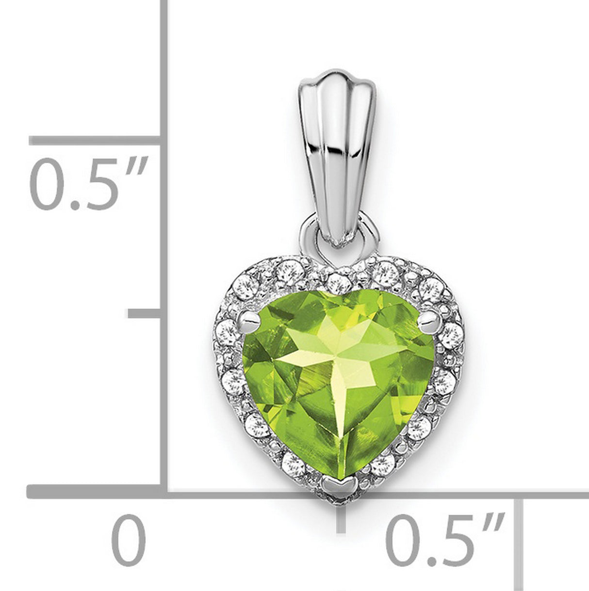 Sterling Silver Heart Pendant with Peridot and Diamond Accents