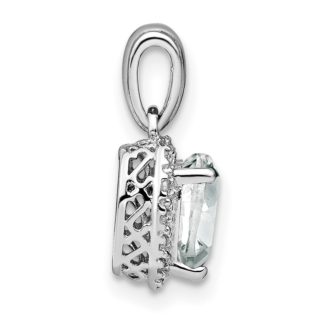Sterling Silver Heart Pendant with White Topaz and Diamond Accents