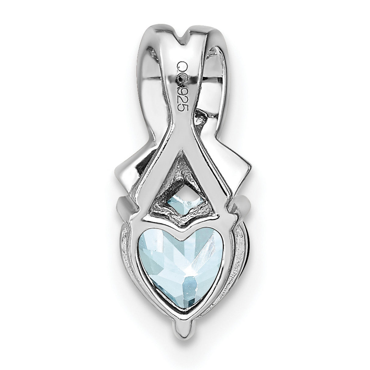 Aquamarine and Diamond Charm Pendant in Real 925 Sterling Silver