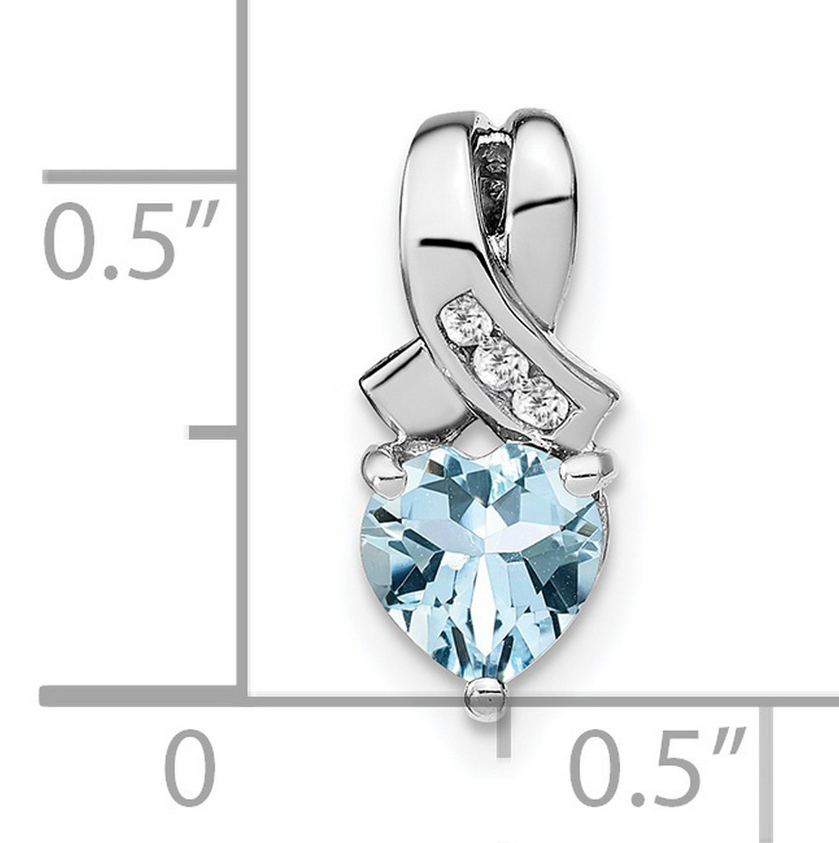 Aquamarine and Diamond Charm Pendant in Real 925 Sterling Silver