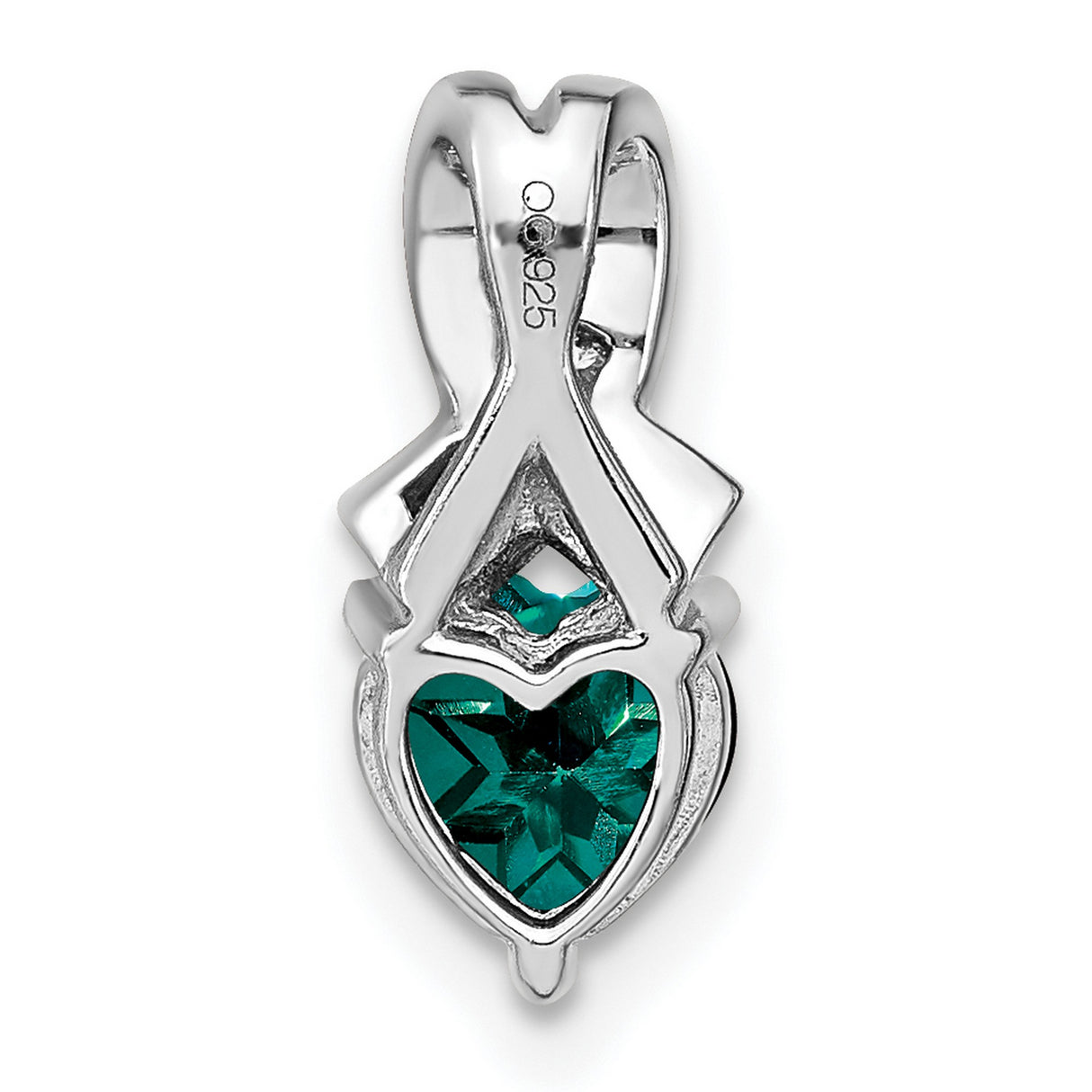 Sterling Silver Pendant with Heart-Shaped Lab Created Alexandrite and Diamond Accents, Ribbon Design