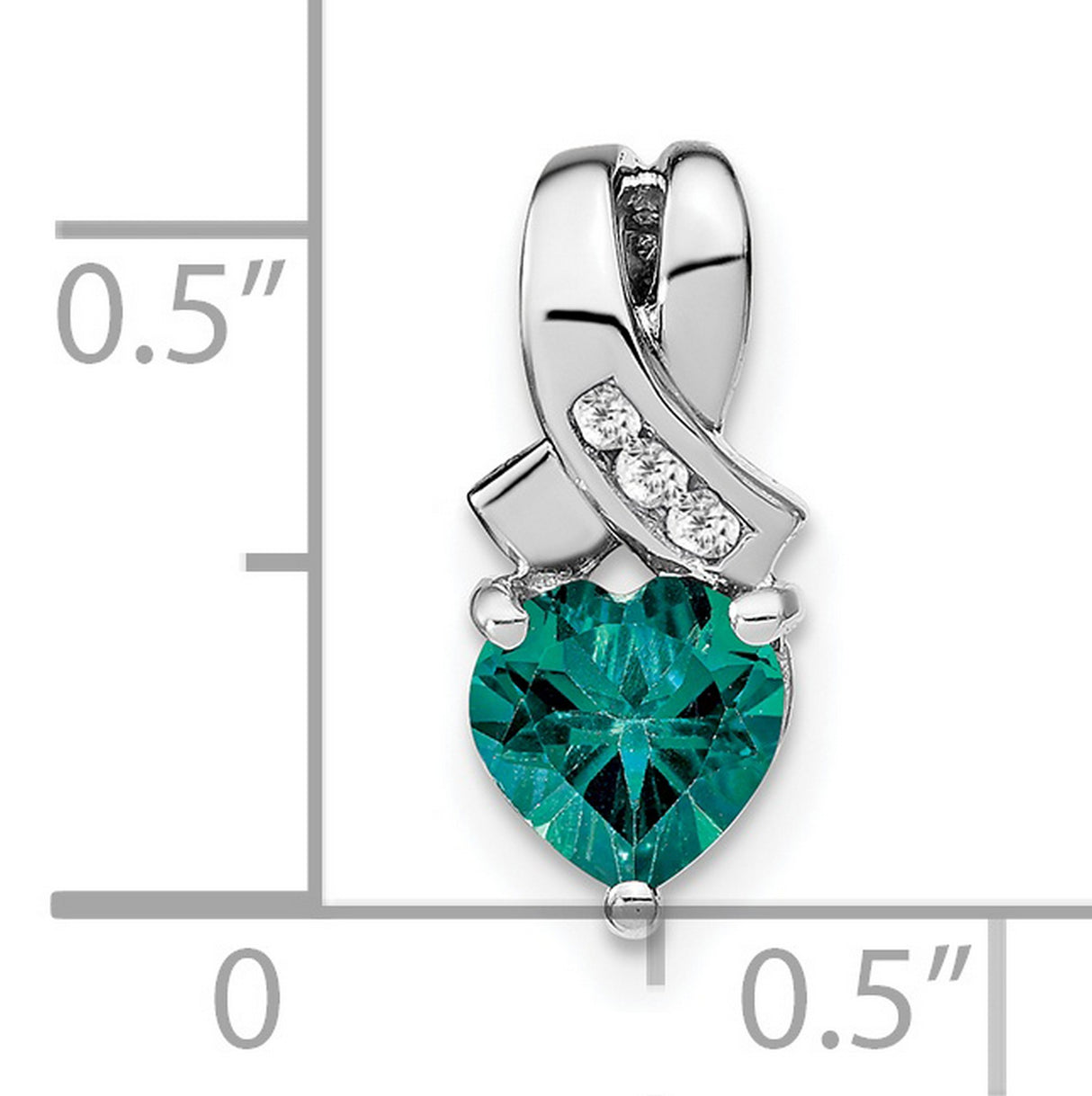 Sterling Silver Pendant with Heart-Shaped Lab Created Alexandrite and Diamond Accents, Ribbon Design