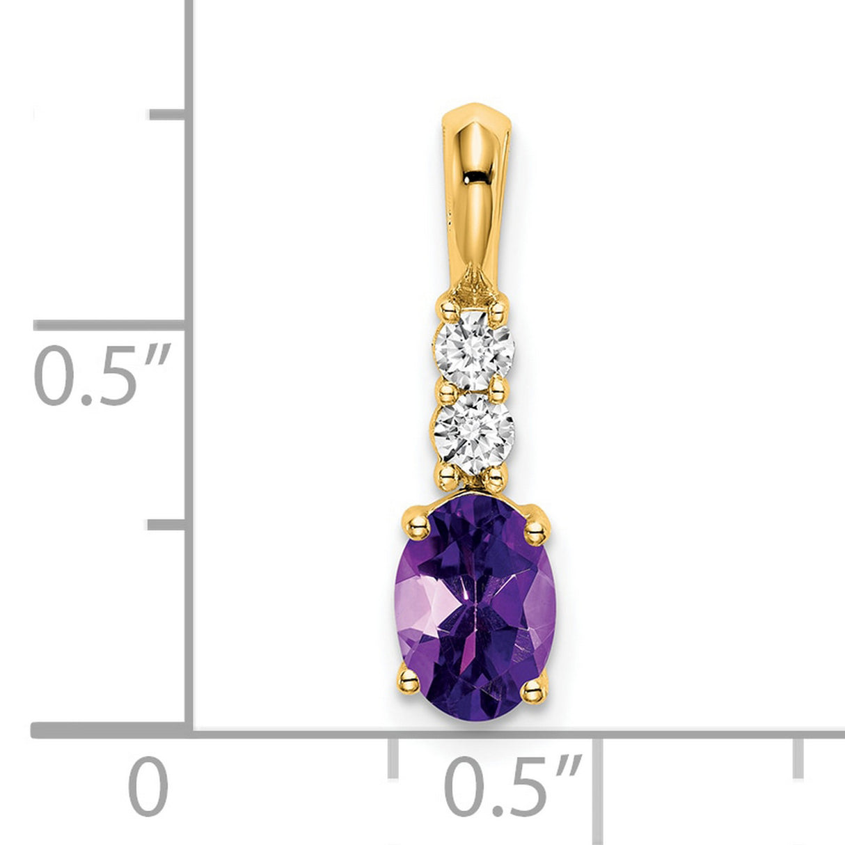 14k Yellow Gold Pendant with Oval Amethyst and Round Diamond Accents, February Birthstone Jewelry