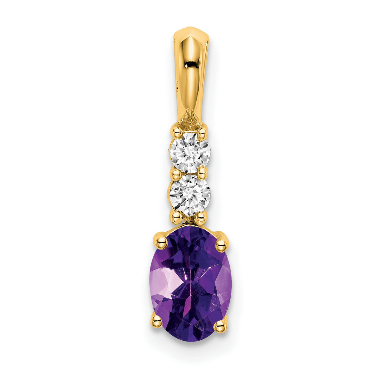 14k Yellow Gold Pendant with Oval Amethyst and Round Diamond Accents, February Birthstone Jewelry