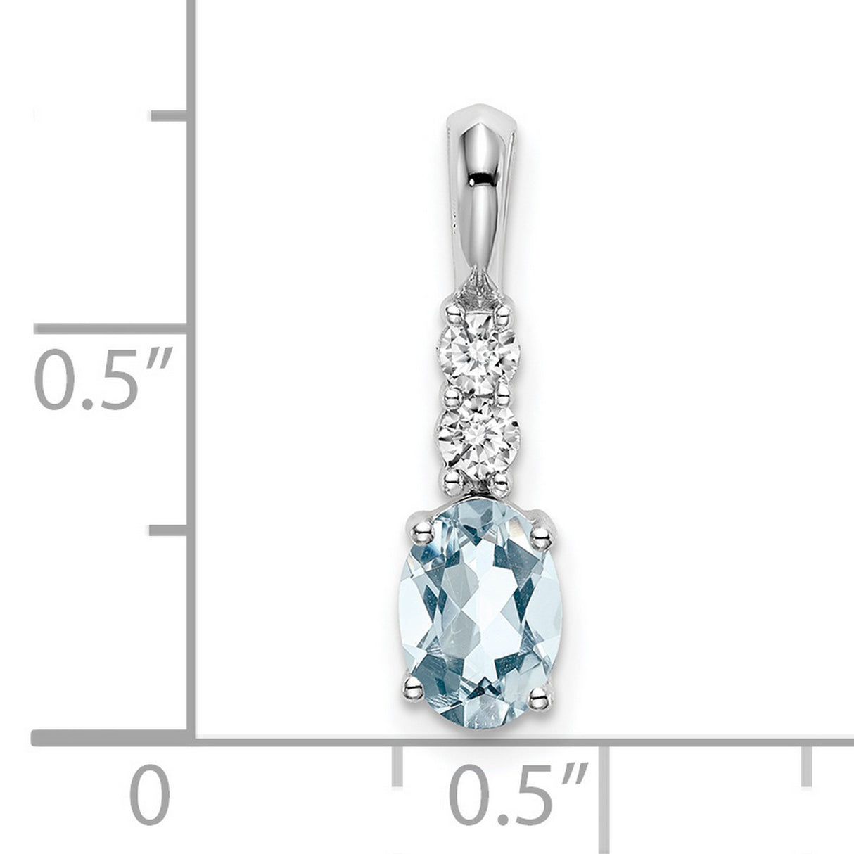 14k White Gold Pendant with Oval Aquamarine and Diamond Accents for Women
