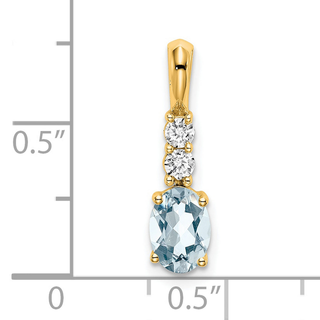 14k Yellow Gold Pendant with Oval Aquamarine and Diamond Accents, March Birthstone Jewelry