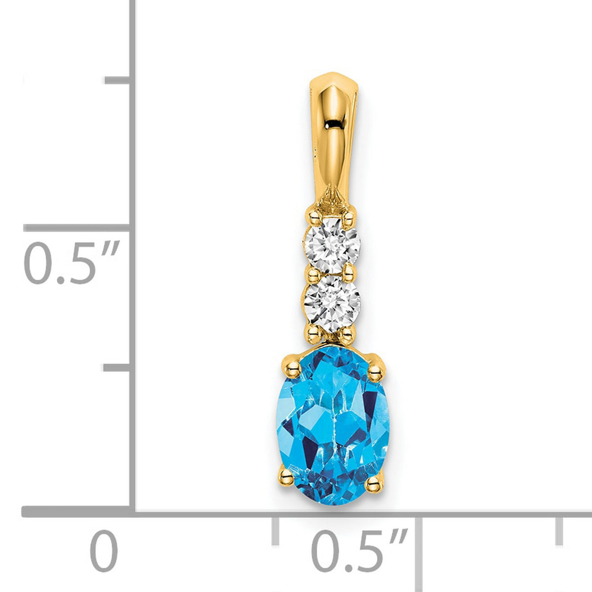 14k Yellow Gold Pendant with Oval Sky Blue Topaz and Diamond Accents, Womens Drop Jewelry