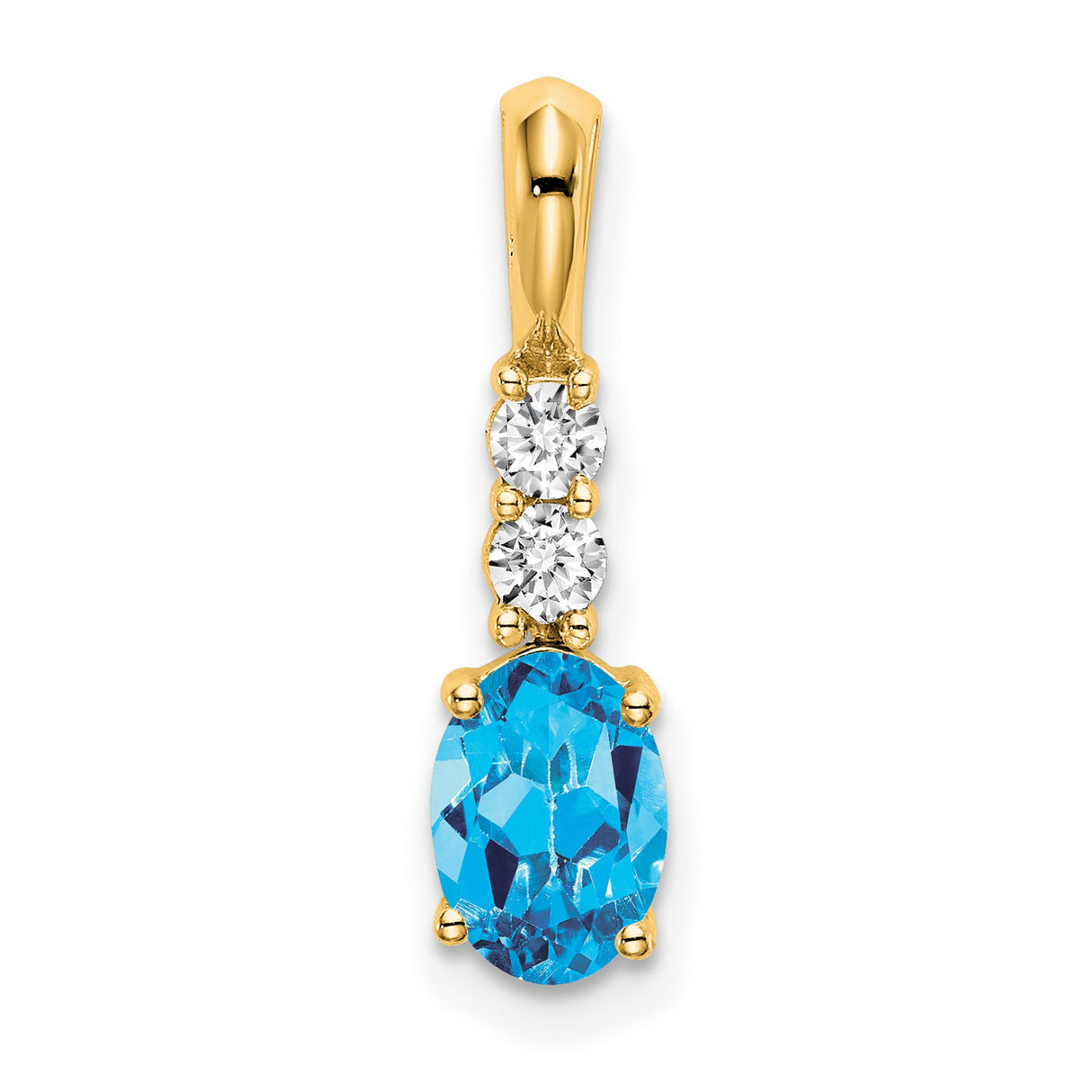 14k Yellow Gold Pendant with Oval Sky Blue Topaz and Diamond Accents, Womens Drop Jewelry
