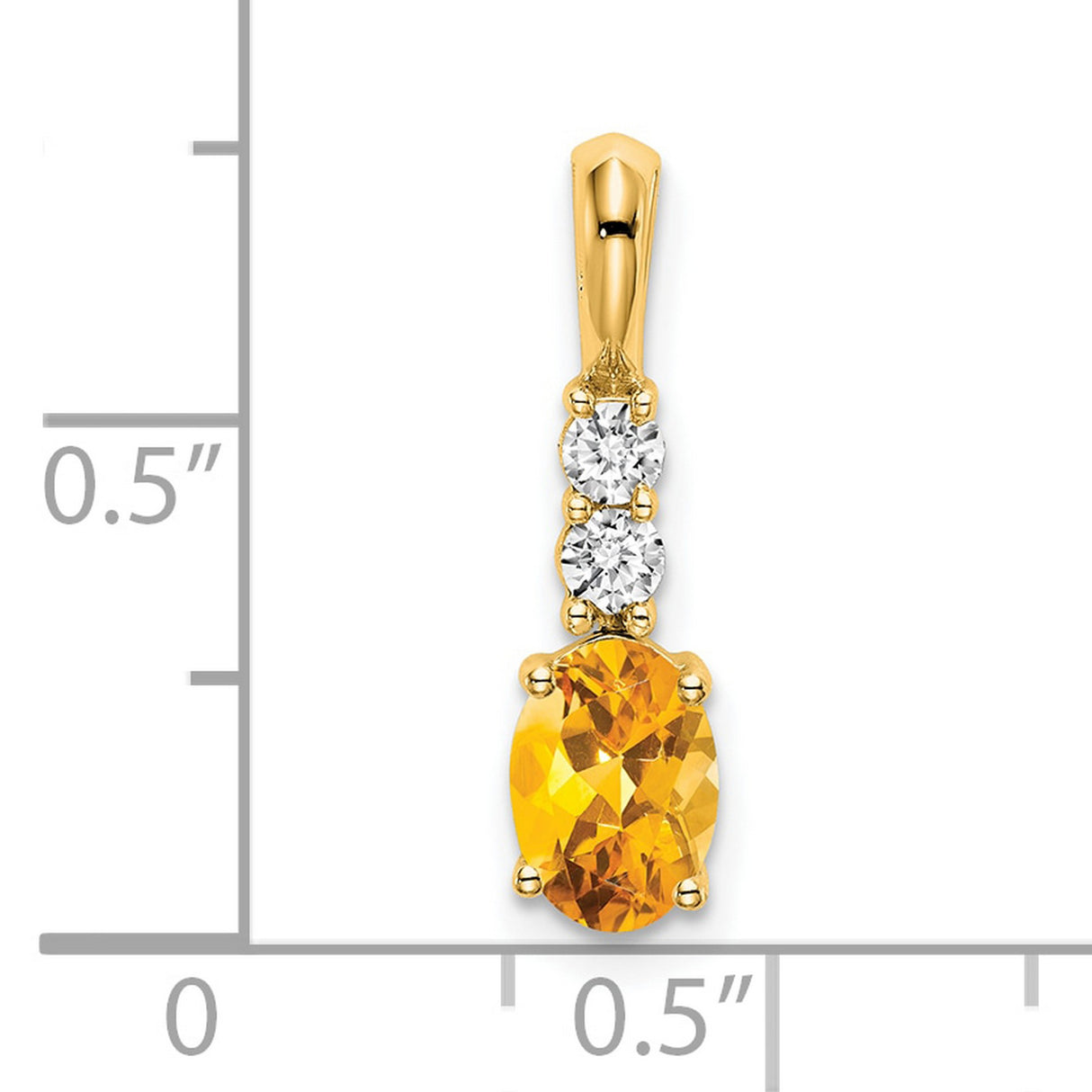 14k Yellow Gold Pendant with Oval Citrine and Diamond Accents, November Birthstone Jewelry