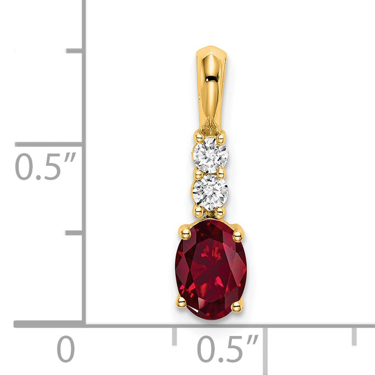 14k Yellow Gold Pendant with Lab Created Ruby and Diamond, Romantic July Birthstone Jewelry