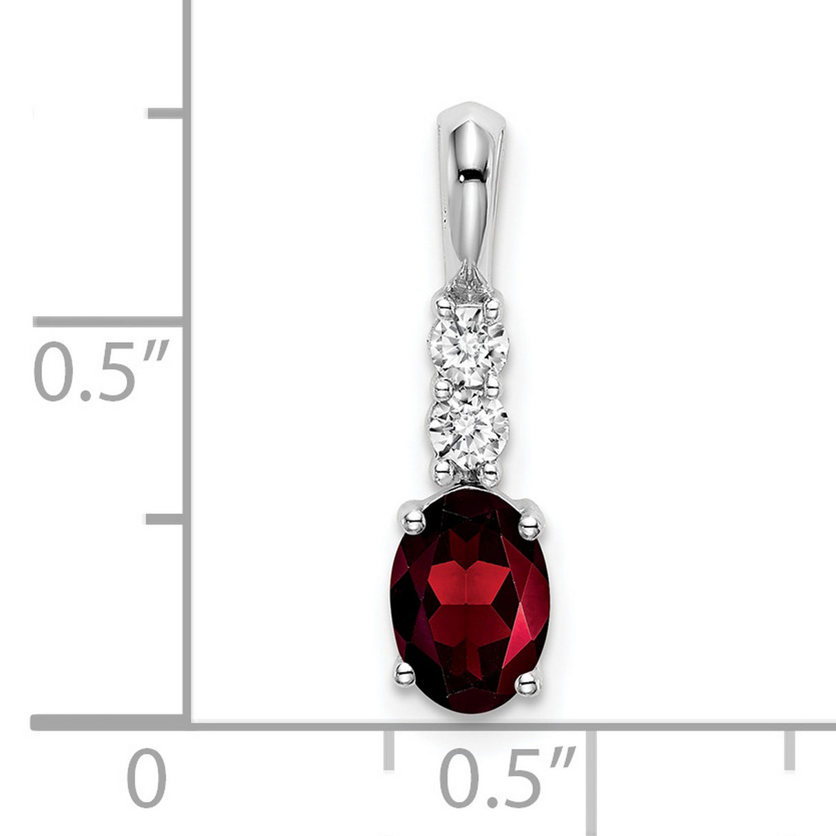 14k White Gold Pendant with Oval Garnet and Diamond Accents, January Birthstone Jewelry