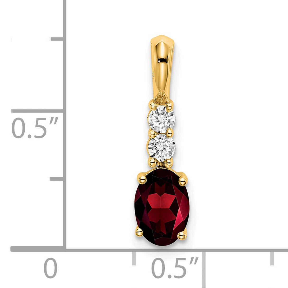 14k Yellow Gold Pendant with Oval Garnet and Diamond Accents, January Birthstone Jewelry