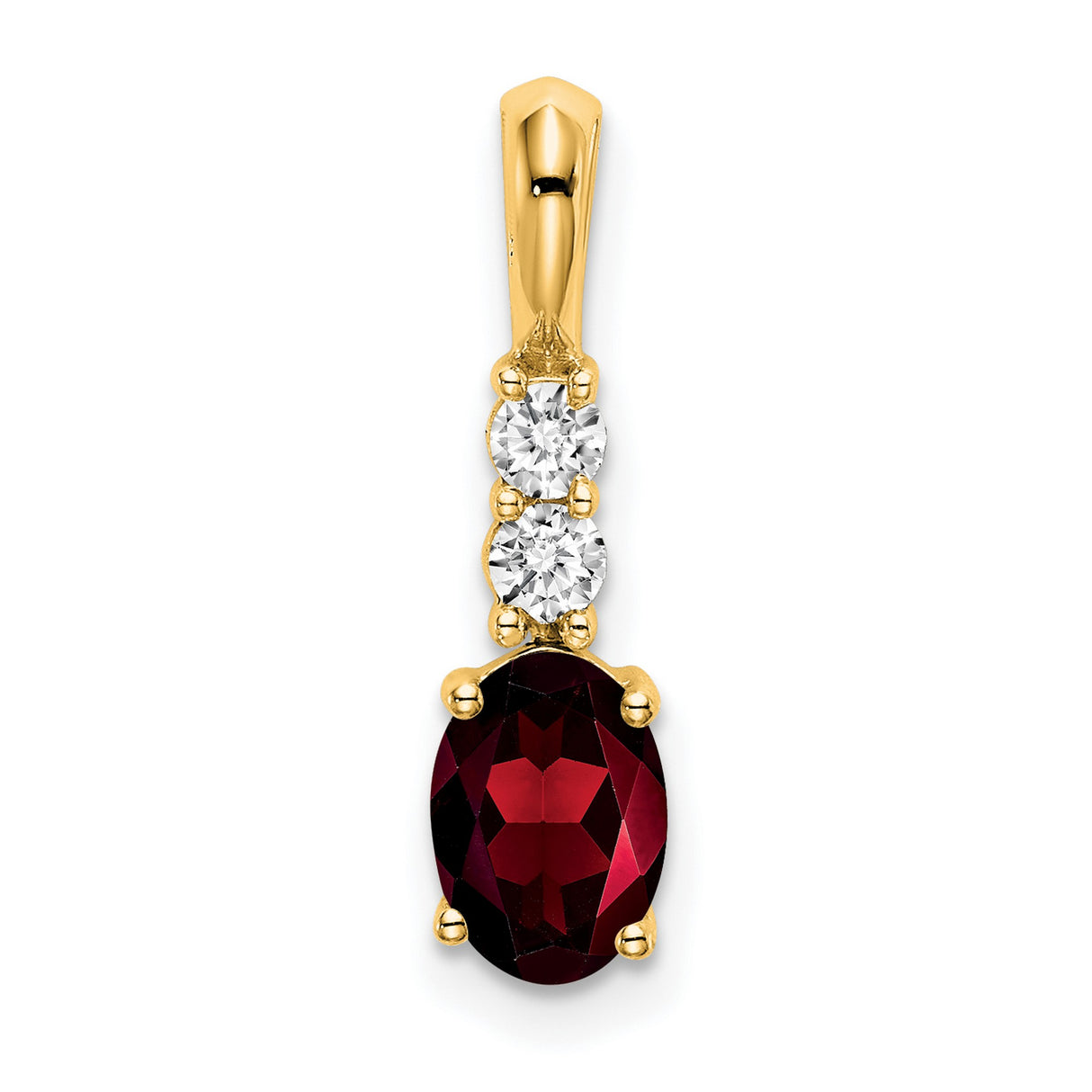 14k Yellow Gold Pendant with Oval Garnet and Diamond Accents, January Birthstone Jewelry