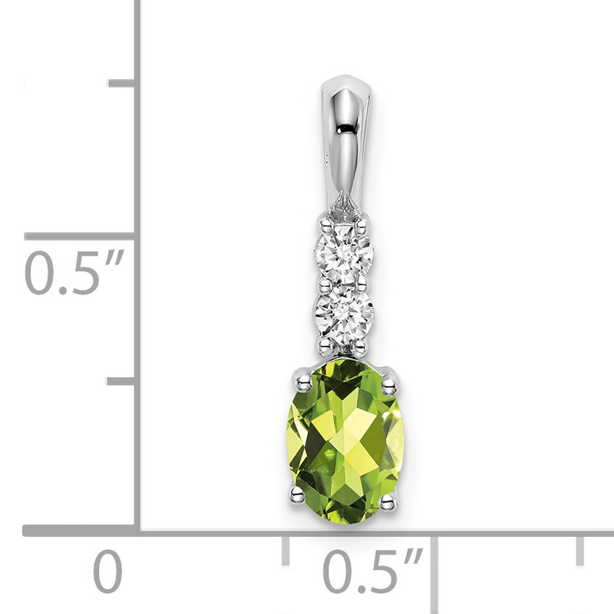 14k White Gold Peridot Pendant with Diamond Accent, August Birthstone Jewelry for Women