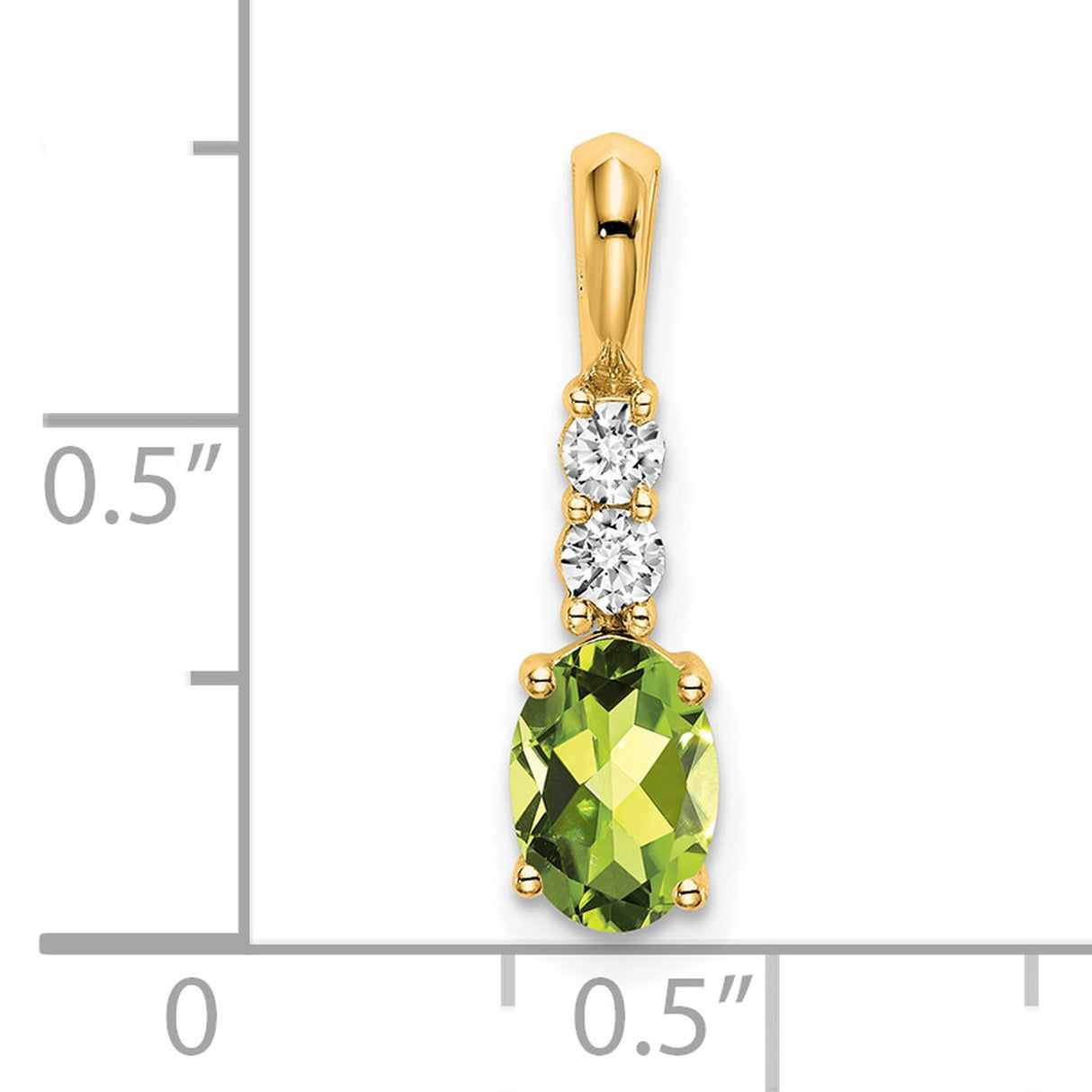 14k Yellow Gold Pendant with Oval Peridot and Diamond Accents, August Birthstone Jewelry