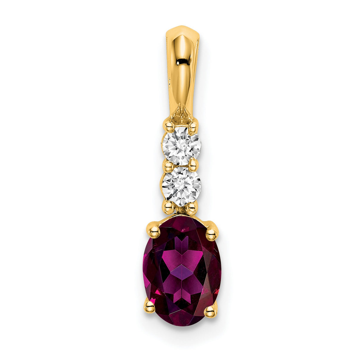 14k Yellow Gold Pendant with Rhodolite Garnet and Diamond Accents, Classic Charm for Women