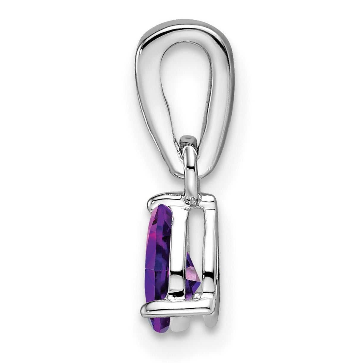 10k White Gold Pendant with Pear Amethyst and Diamond Accents, February Birthstone Jewelry