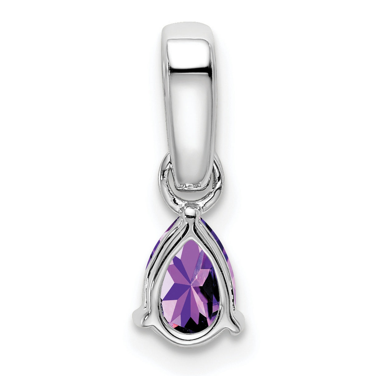 10k White Gold Pendant with Pear Amethyst and Diamond Accents, February Birthstone Jewelry
