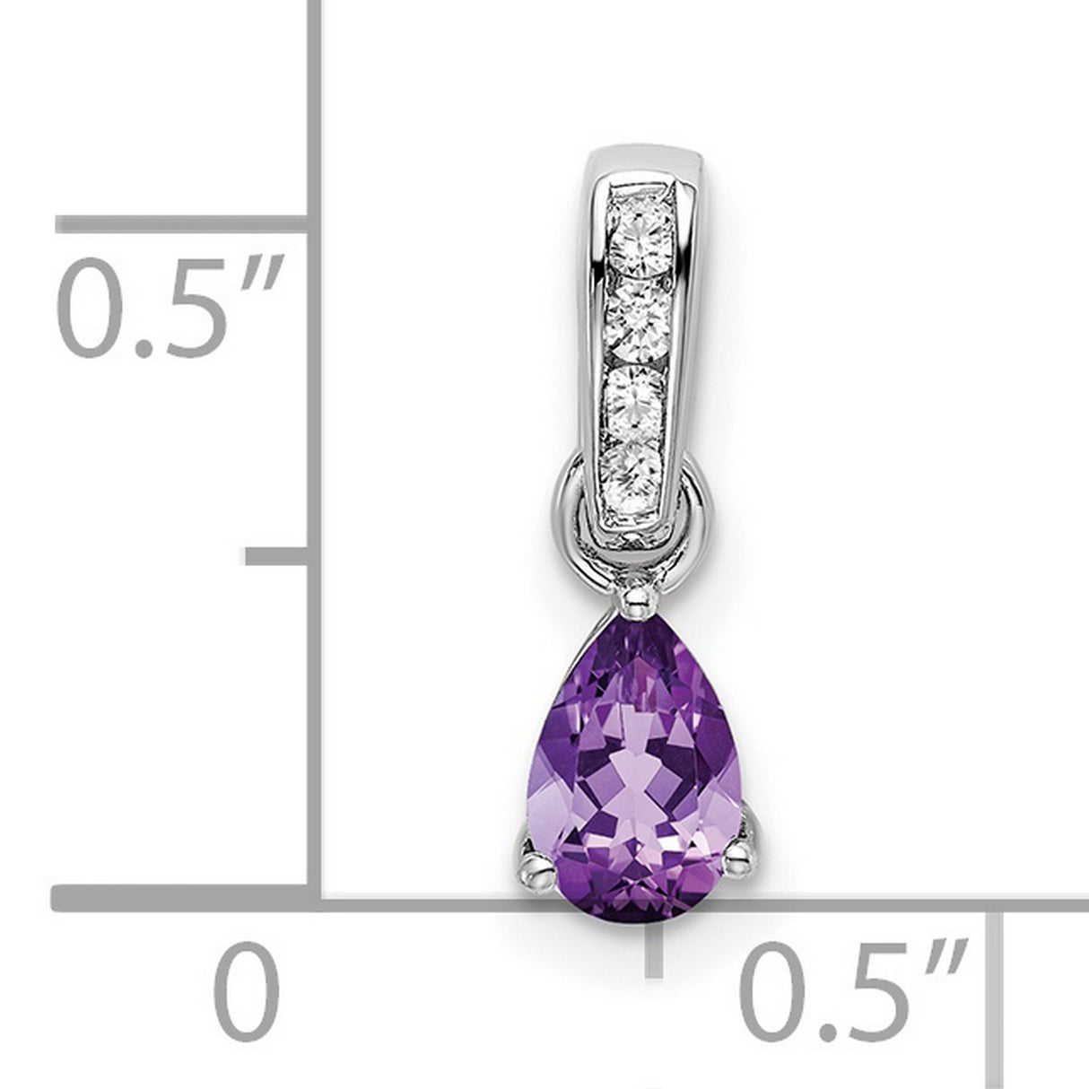 10k White Gold Pendant with Pear Amethyst and Diamond Accents, February Birthstone Jewelry