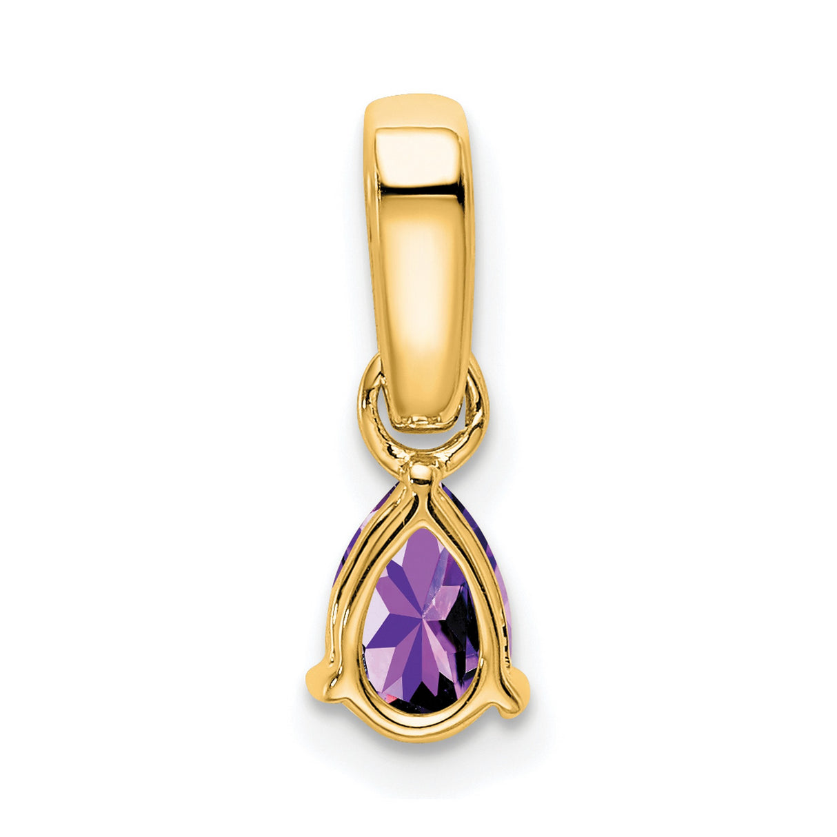 10k Yellow Gold Pendant with Pear-Shaped Amethyst and Diamond Accents, Classic Drop Design