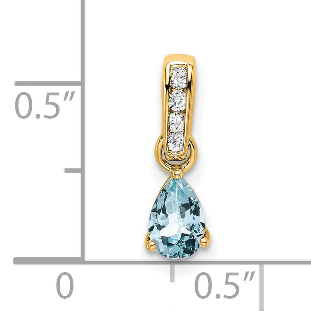 10k Yellow Gold Pendant with Pear Aquamarine and Diamond Accents, Elegant Drop Design for Women