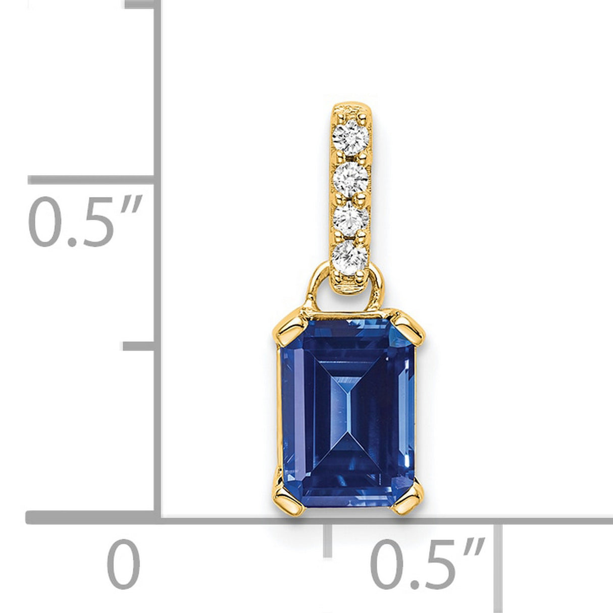 14k Yellow Gold Pendant with Lab Created Sapphire and Diamond Accented Bail