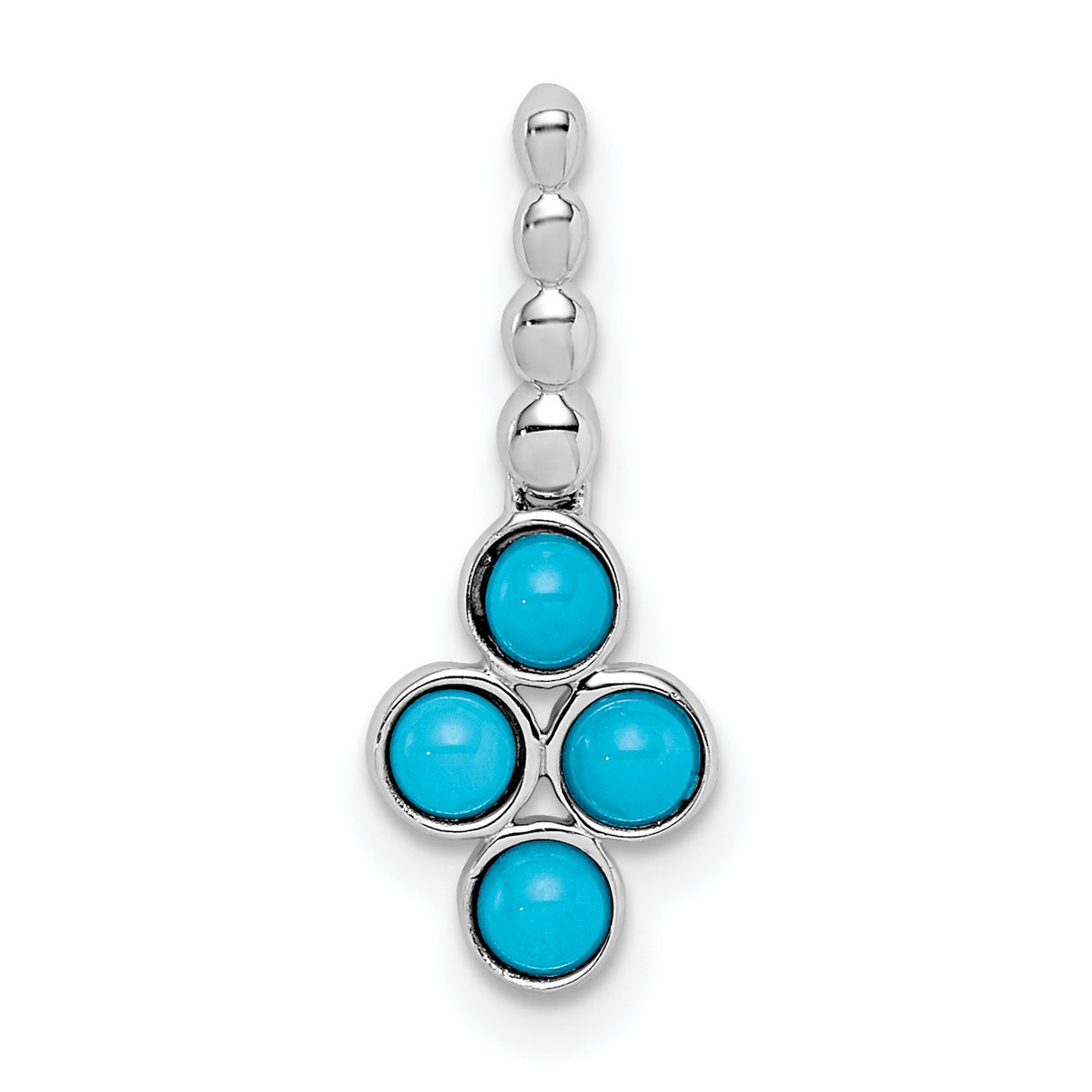 14k White Gold Cross Pendant with Turquoise Stones, Minimalist Christian Jewelry for Women