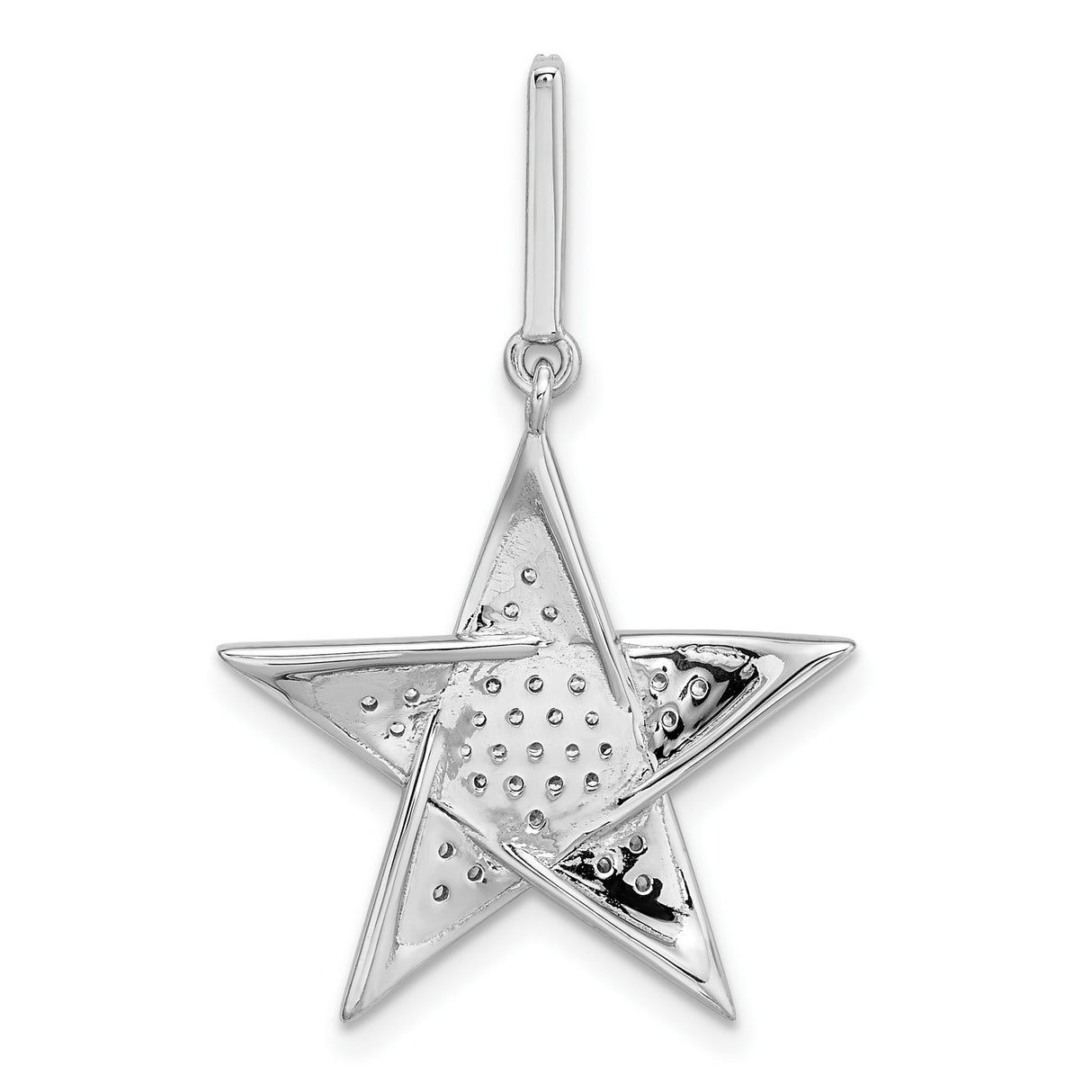 14k White Gold Star Pendant with Diamond Accents, Celestial Five-Pointed Charm for Women