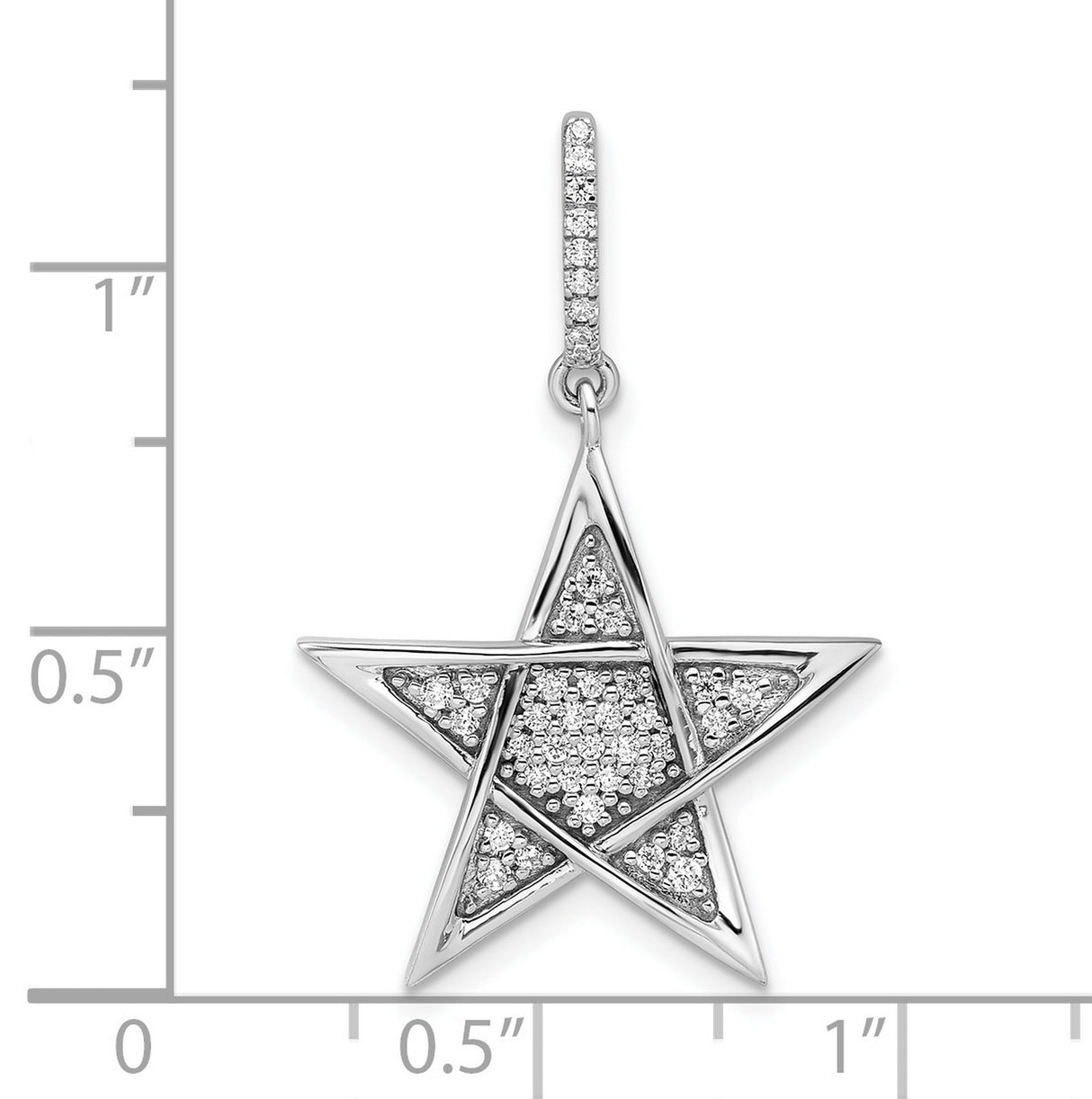 14k White Gold Star Pendant with Diamond Accents, Celestial Five-Pointed Charm for Women