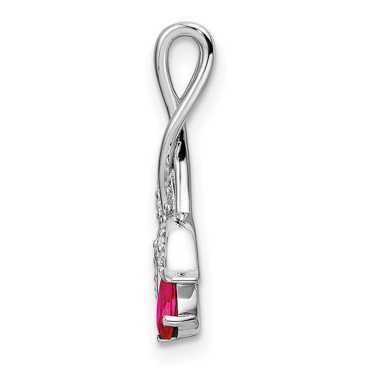 14k White Gold Floral Pendant with Marquise Ruby and Diamond Accents