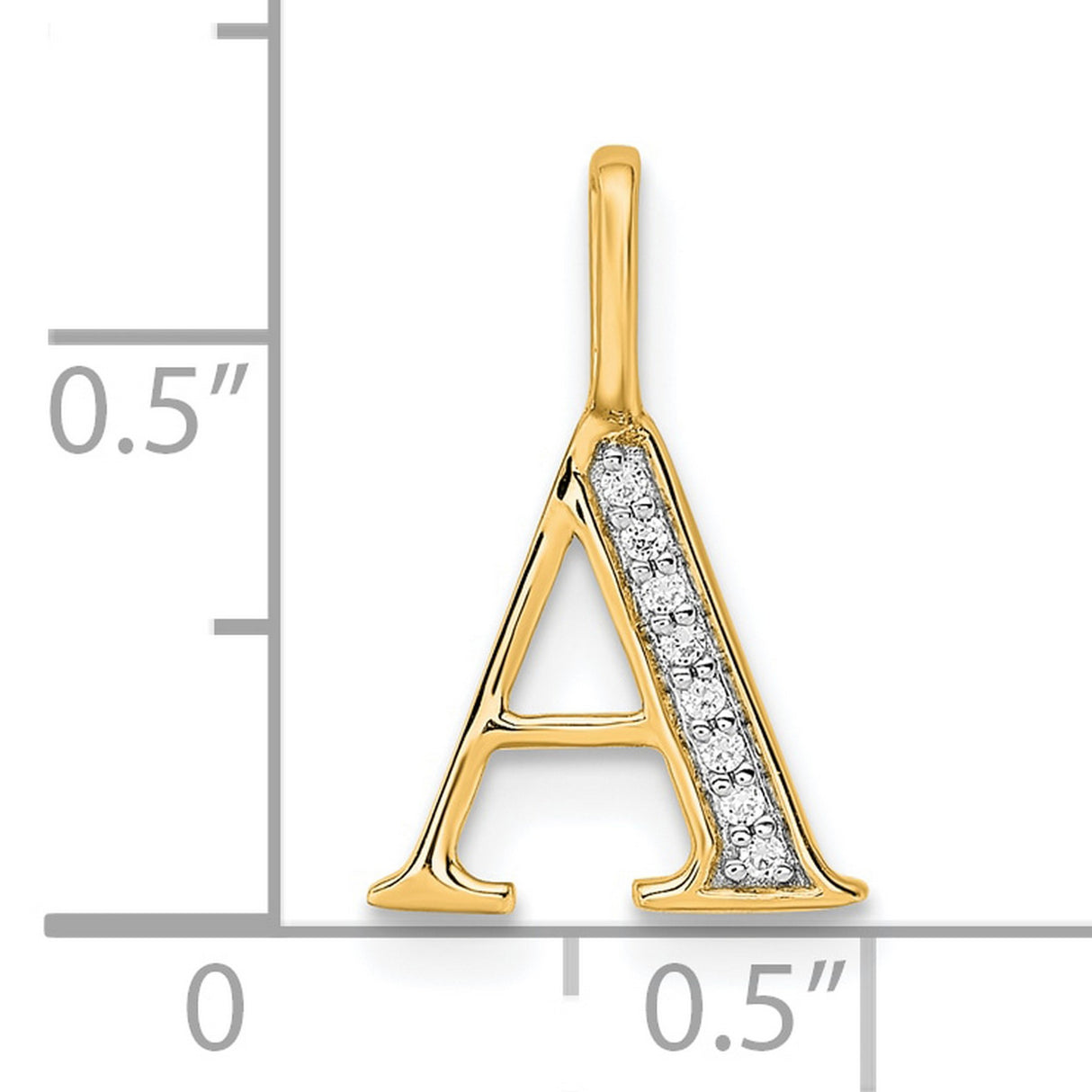 10k Yellow Gold Initial A Pendant with Diamond Accent, Bold Serif Letter Charm