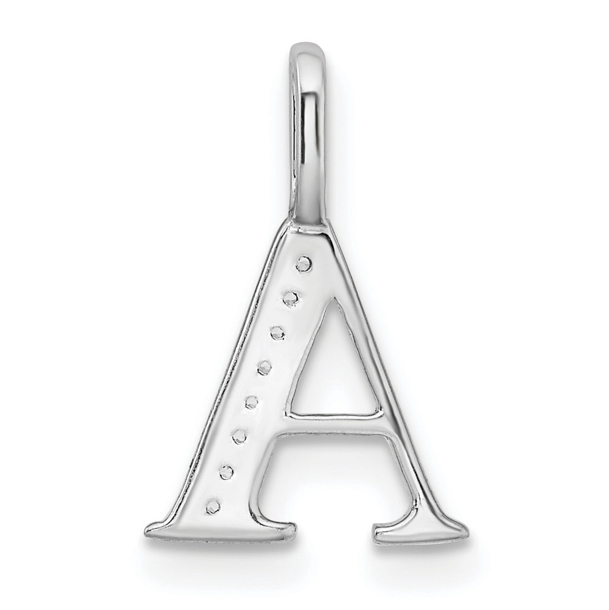 14k White Gold Letter A Pendant with Diamond Accents, Dainty Initial Charm for Women