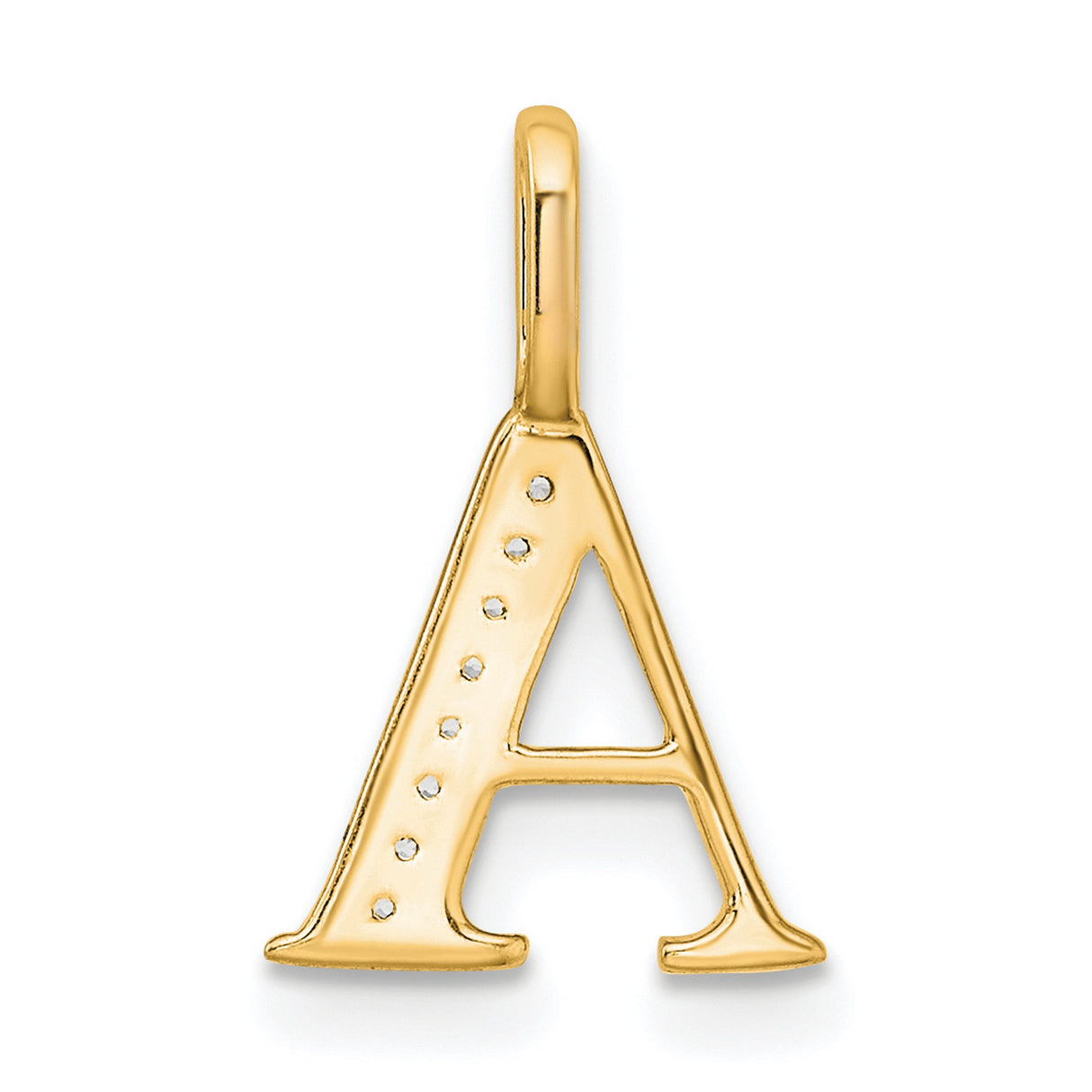 14k Yellow Gold Initial A Pendant with Diamond Accents, Polished Script Letter Charm