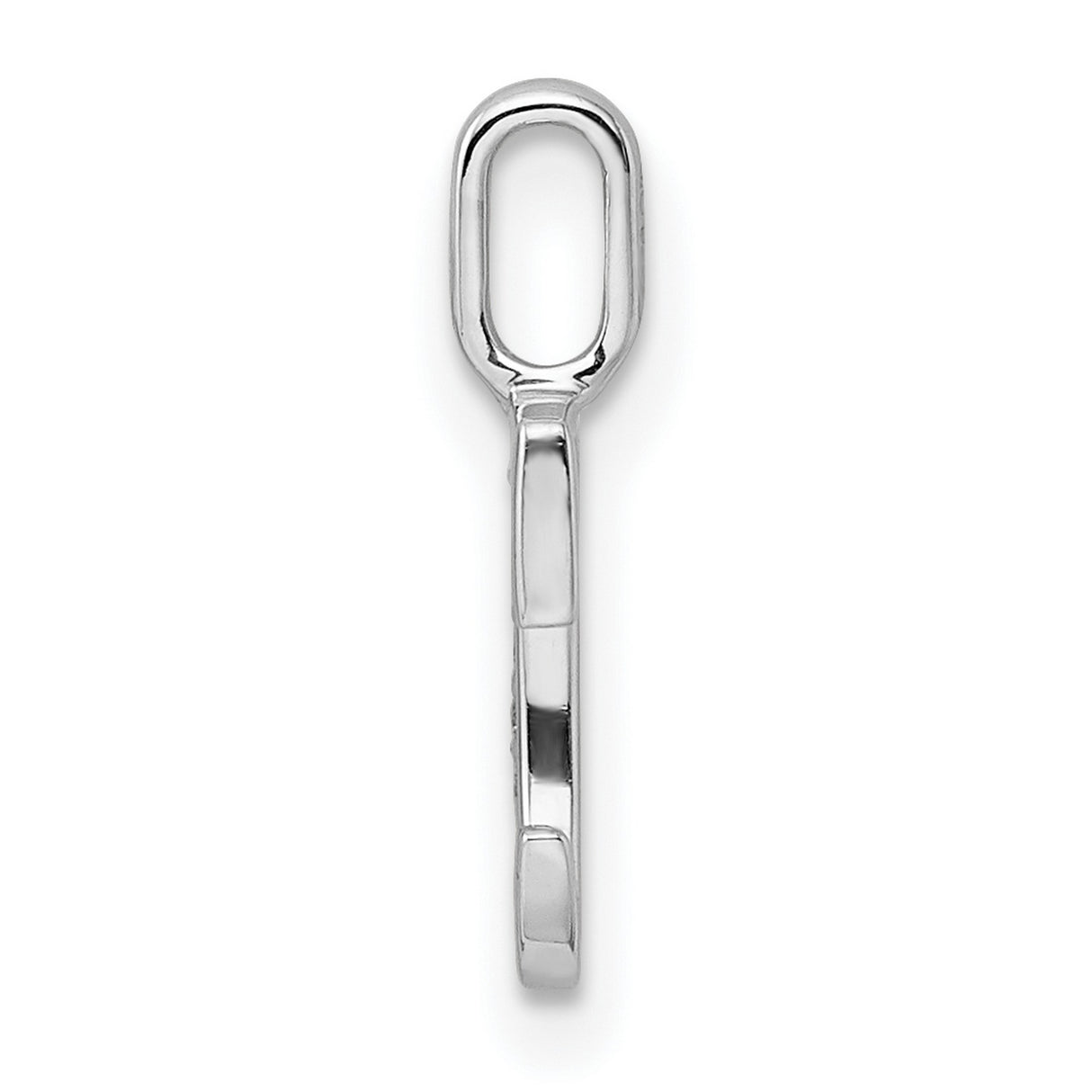 14k White Gold Initial C Pendant with Diamond Accents, Polished Monogram Charm for Women