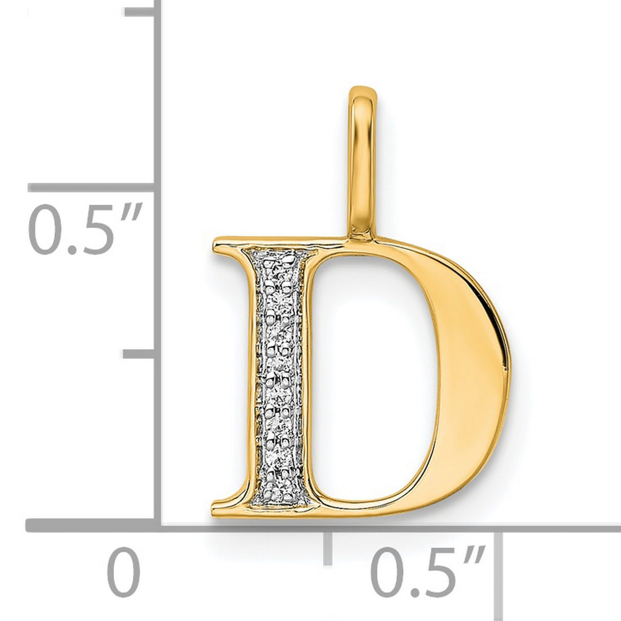 10k Yellow Gold Letter D Pendant with Clear Accent Stones, Alphabet Charm for Women and Unisex Wear