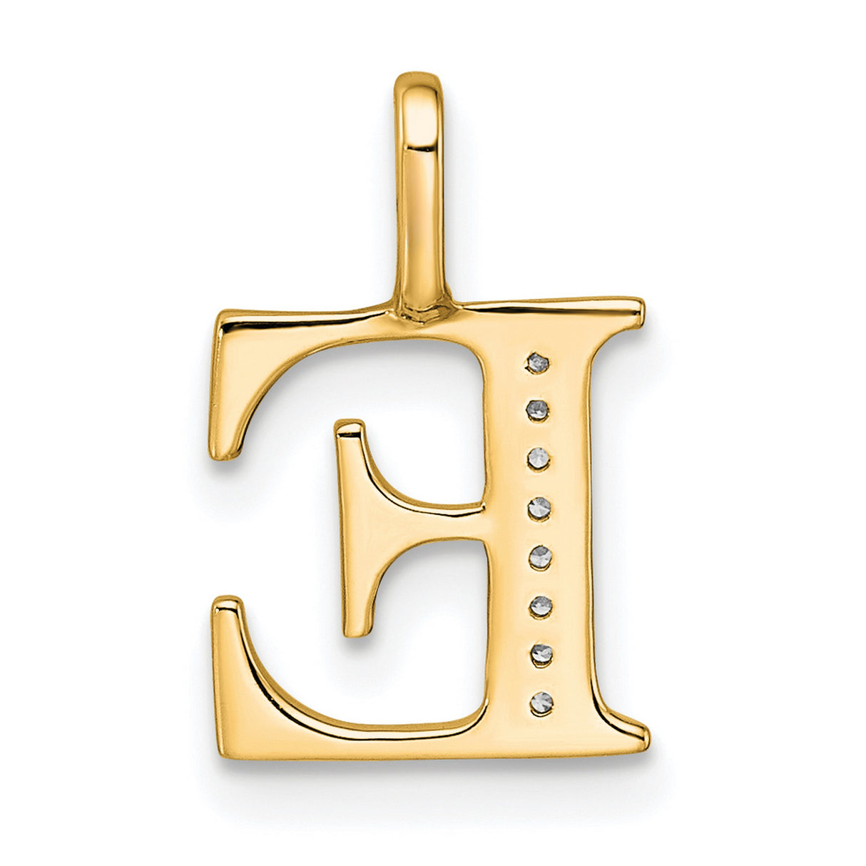 10k Yellow Gold Letter E Pendant Charm with Diamonds, Script Initial Jewelry