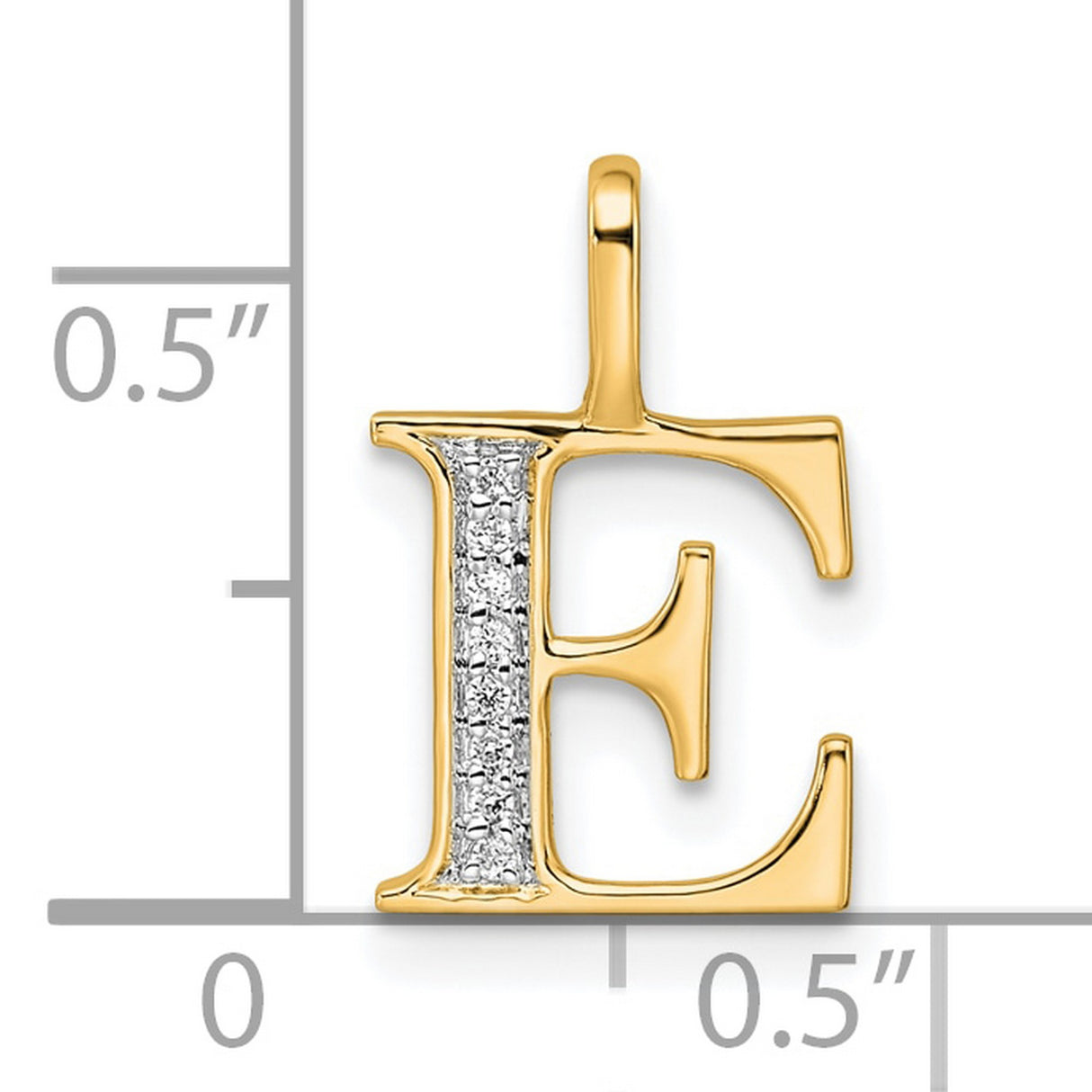 10k Yellow Gold Letter E Pendant Charm with Diamonds, Script Initial Jewelry
