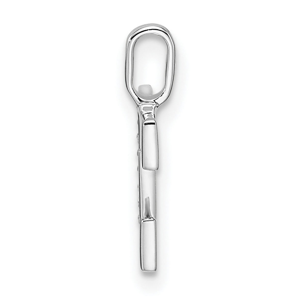 14k White Gold Letter E Pendant with Diamond Accents, Initial Alphabet Charm Jewelry