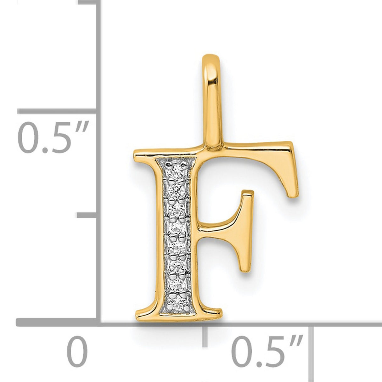 10k Yellow Gold Letter F Pendant with Clear Stones, Initial Charm for Women or Unisex