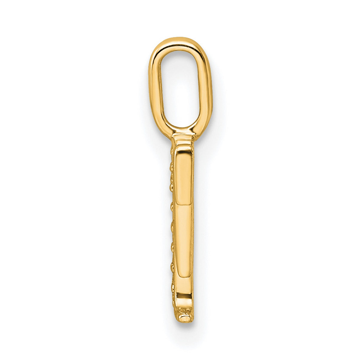 14k Yellow Gold Letter F Pendant with Pavé Diamond Accents, Classic Serif Monogram Charm