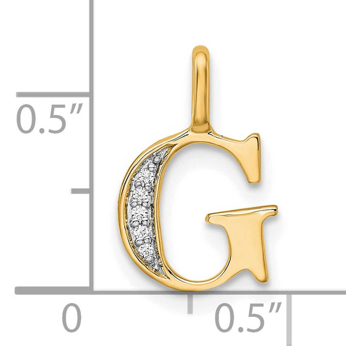 10k Yellow Gold Letter G Pendant with Pavé Diamond Accents, Polished Initial Charm