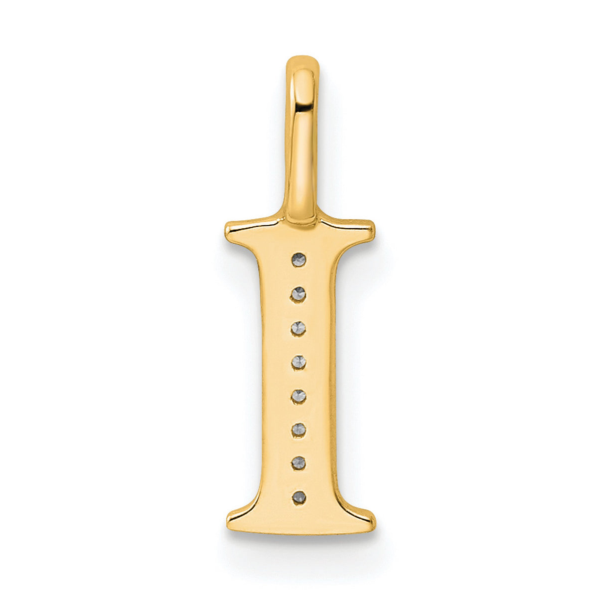 10k Yellow Gold Pendant with Diamond Accent, Block Letter I Monogram Charm