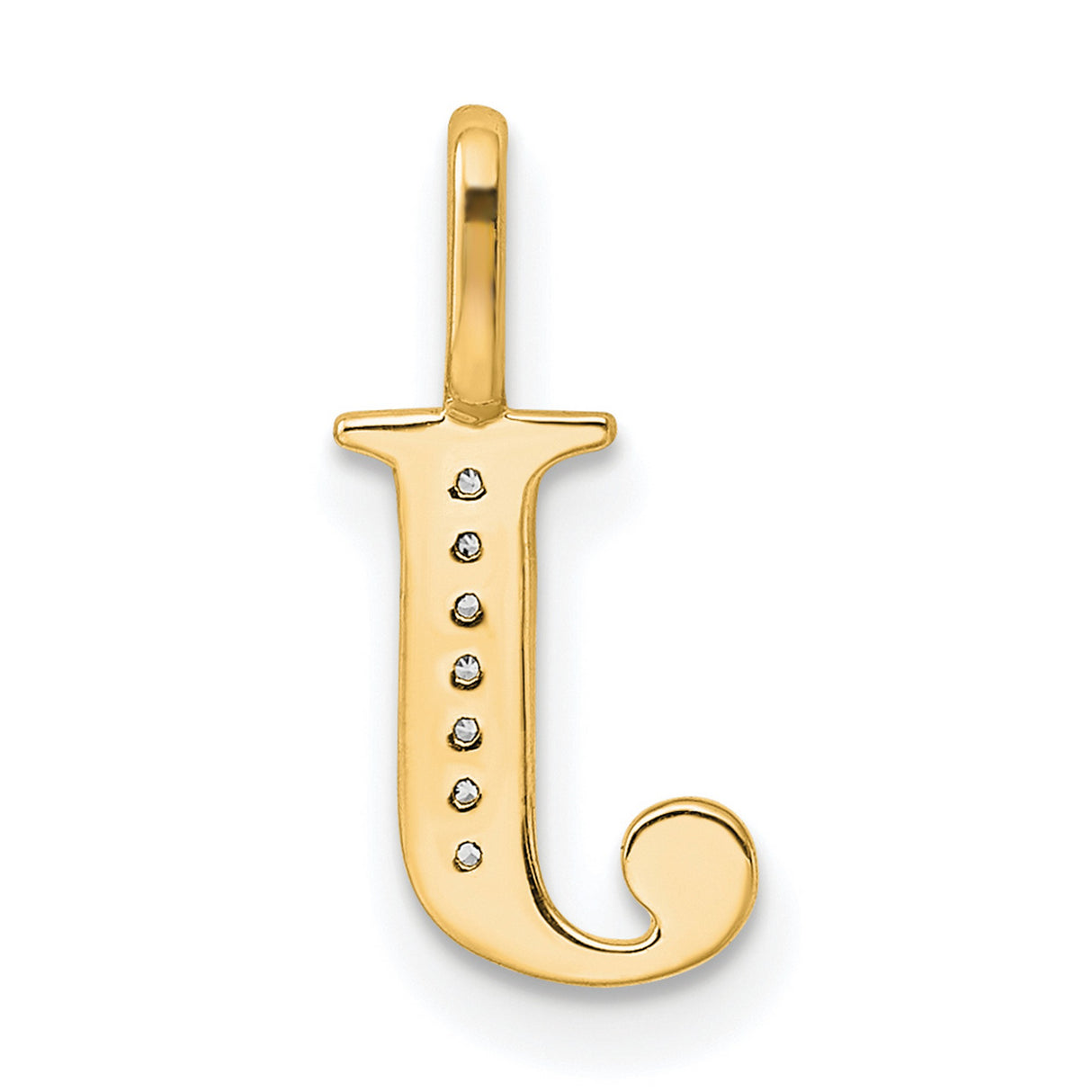 10k Yellow Gold Initial J Pendant with Diamond Accent, Polished Finish, Unisex Charm