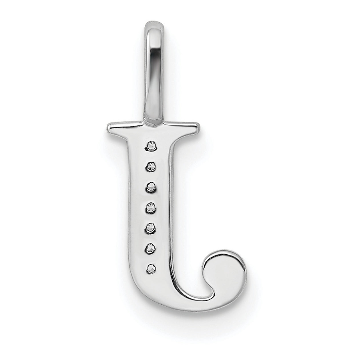 14k White Gold Initial J Pendant with Diamond Accents, Monogram Letter Charm for Women