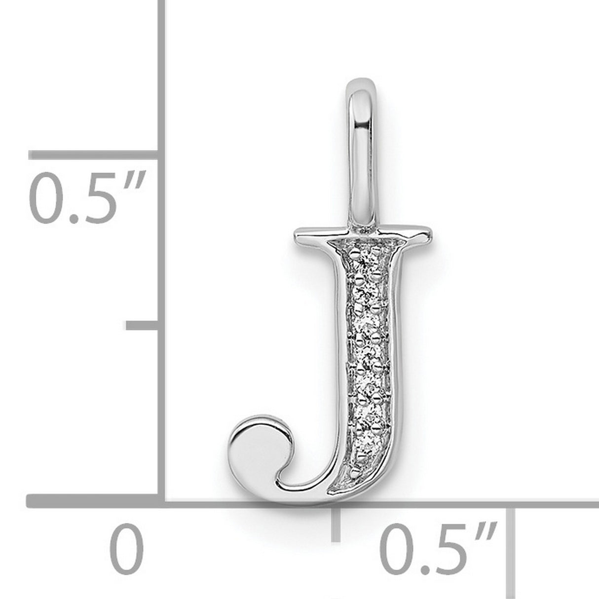 14k White Gold Initial J Pendant with Diamond Accents, Monogram Letter Charm for Women